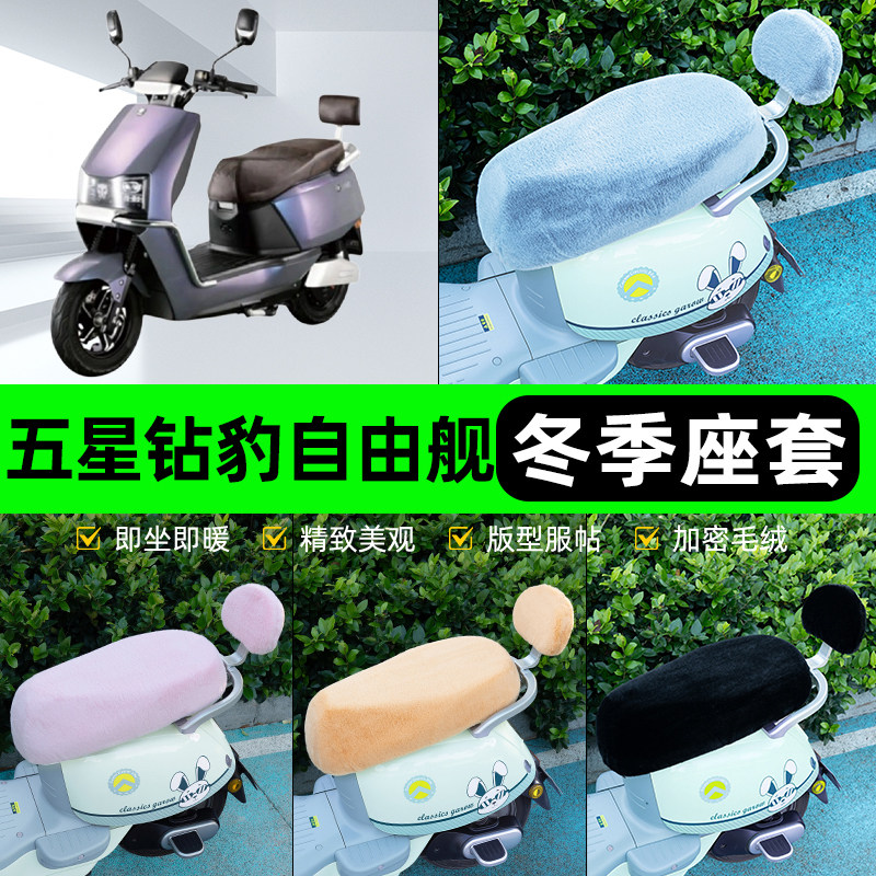 适用五星钻豹自由舰新国标电瓶电动车冬座套坐垫套座位防水防晒饰