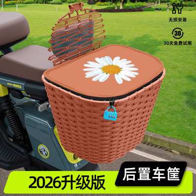 电动车后置车筐车篮子车篓子置物收纳箱头盔放置神器装饰雅迪爱玛