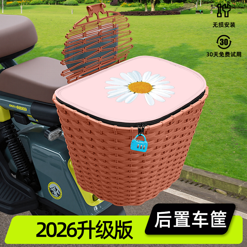 电瓶电动自行车后置车筐后尾挂篮置物神器车篓后用靠背菜篮子车框