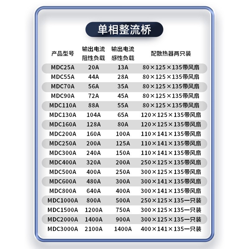 上海上整整流管大功率MDC50A100A110A200A1600V整流桥二级管模块