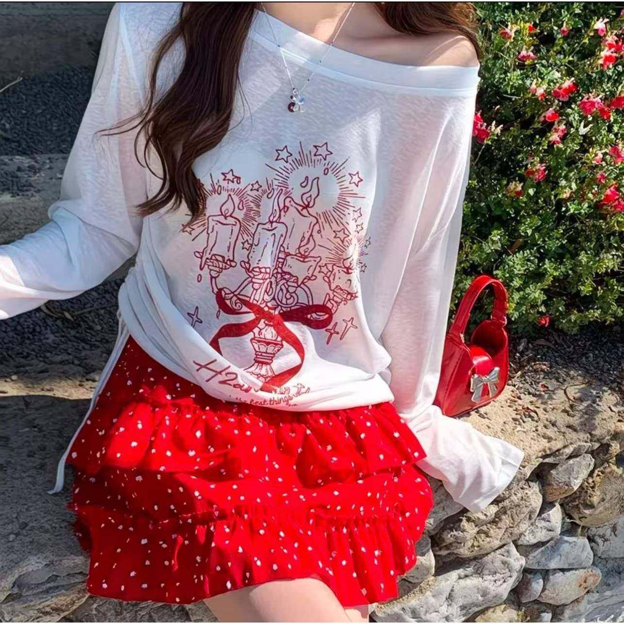 斜领防晒罩衫t恤女装夏季薄款新款抽绳设计感白色印花慵懒风上衣,女装/女士精品,T恤,淘宝优惠券,粉丝福利购,淘宝优惠卷