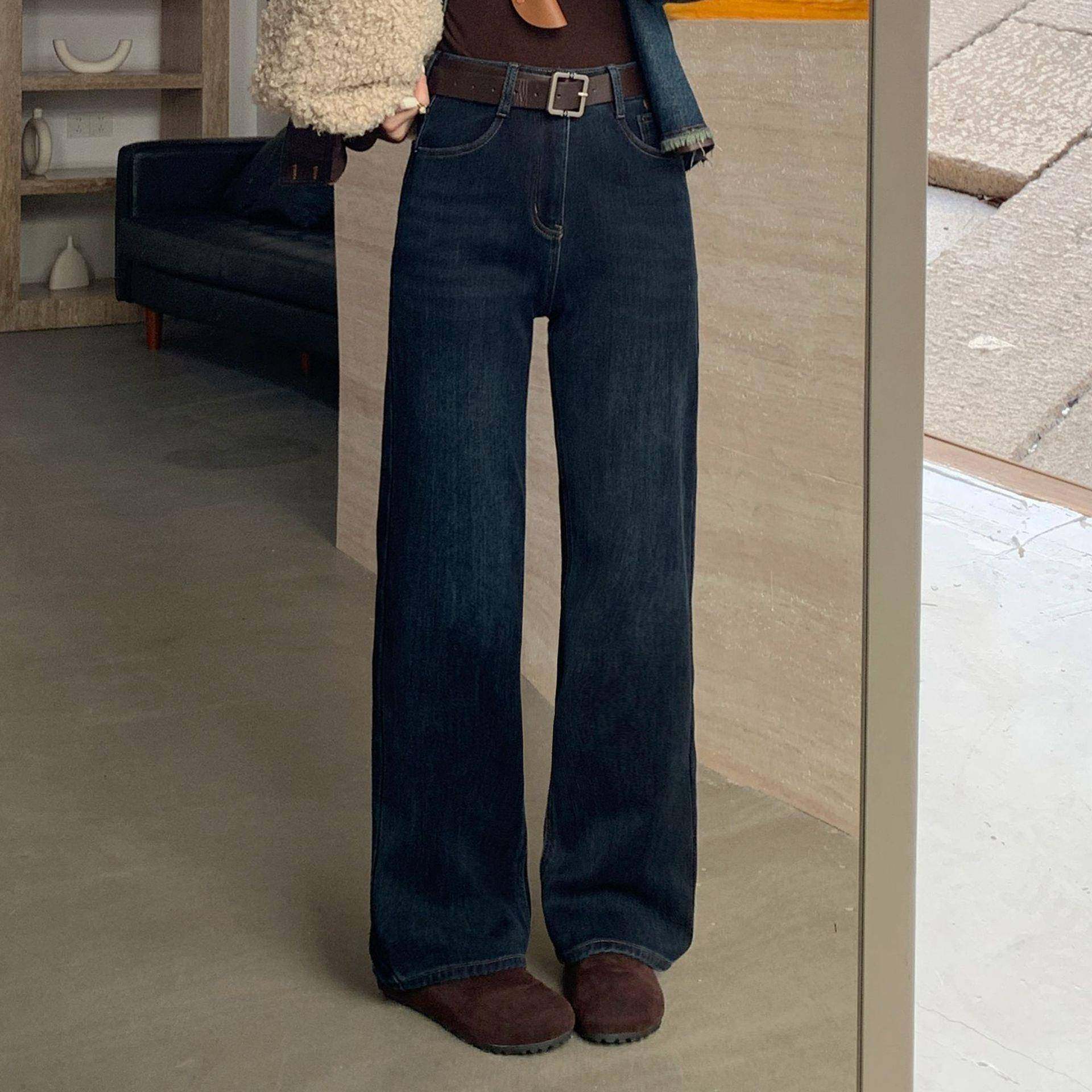25冬新款休闲百搭直筒垂感深蓝色水洗高腰阔腿加绒牛仔裤女,女装/女士精品,牛仔裤,淘宝优惠券,粉丝福利购,淘宝优惠卷
