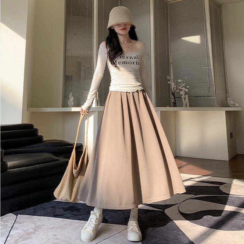 细条针织半身裙女春夏高腰A字大裙摆百褶裙宽松显瘦中长款长裙子,女装/女士精品,半身裙,淘宝优惠券,粉丝福利购,淘宝优惠卷