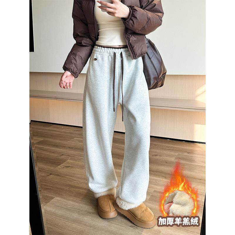 韩版加绒束脚卫裤2024冬季显瘦休闲裤字母运动裤卫裤,女装/女士精品,休闲裤,淘宝优惠券,粉丝福利购,淘宝优惠卷