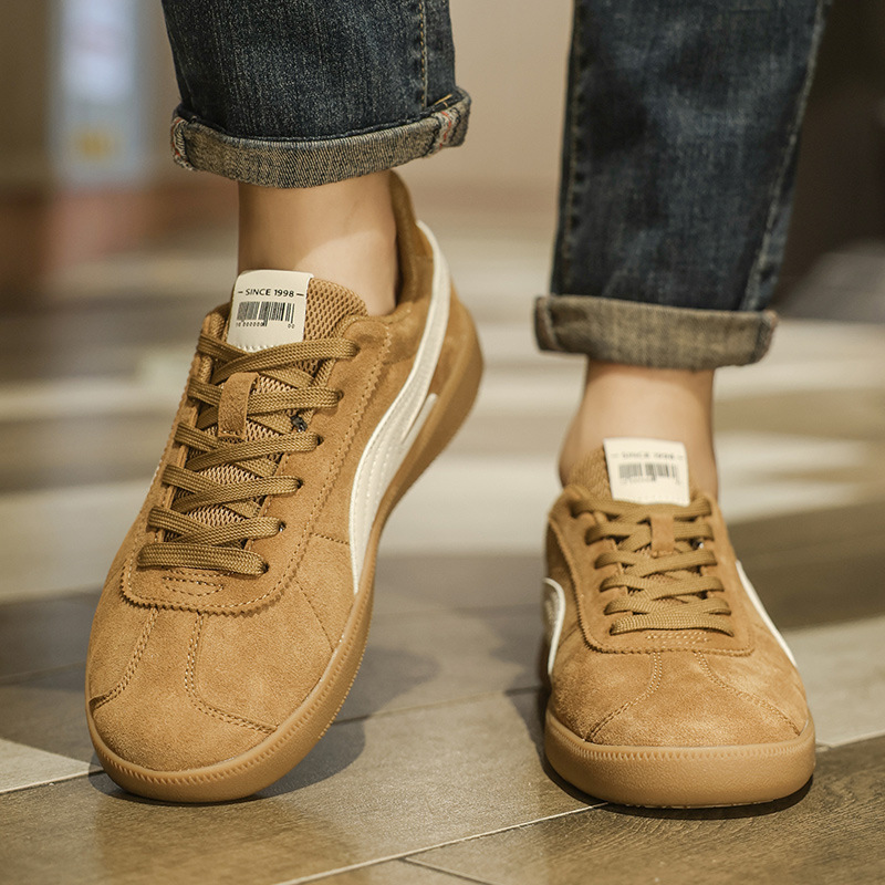 新款男士时尚拼接复古反绒德训鞋
