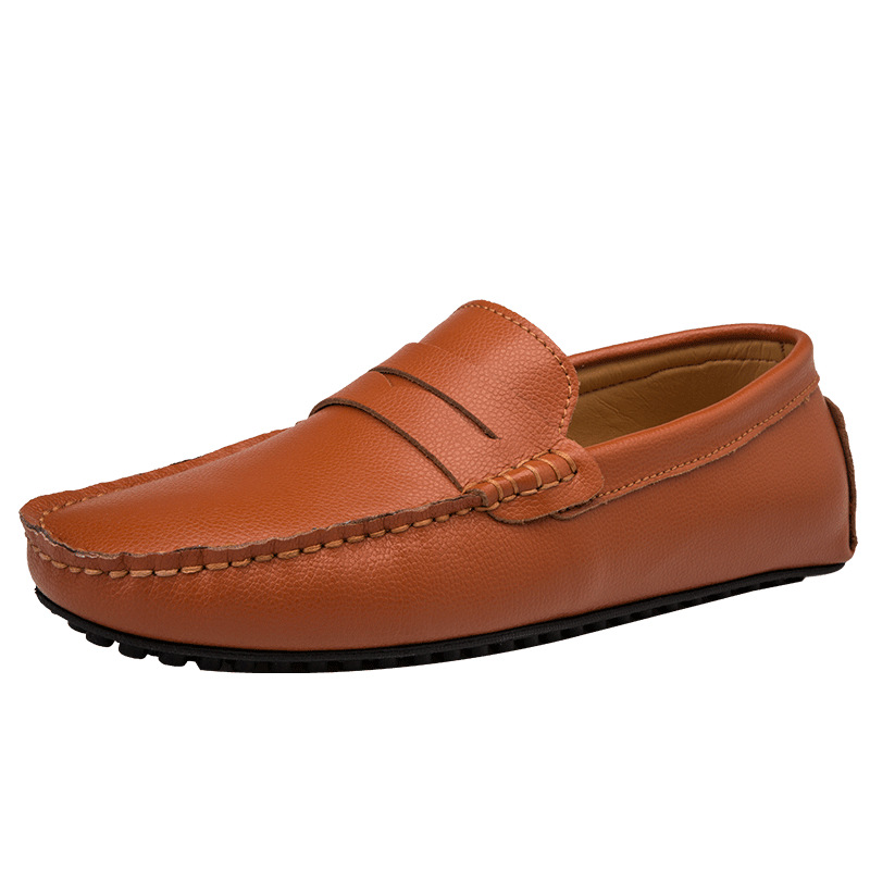 春季皮鞋男韩版真皮一脚蹬男鞋英