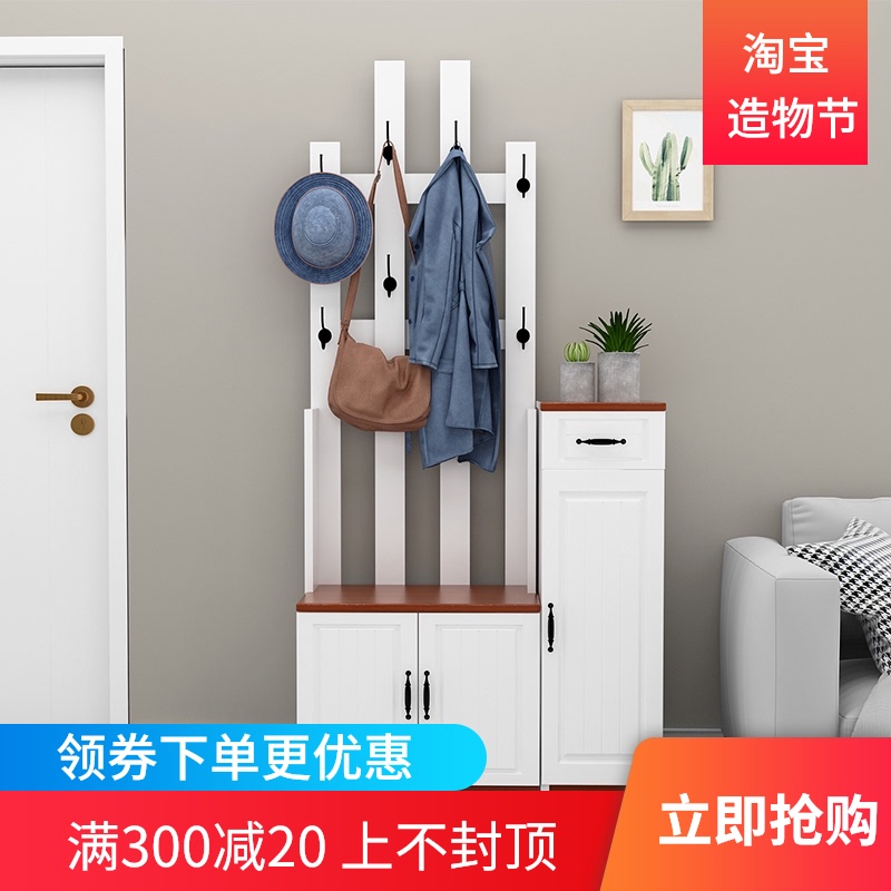 欧式入户带挂衣架一体鞋柜组合衣帽柜门厅玄关隔断储物多功能鞋柜