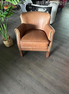 美式做复旧古牛皮村工风油腊业真皮皮26227艺客厅休乡闲单人沙发