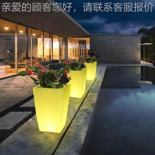 跨境22158定制热led容塑料盆充电花防晒耐腐蚀抗氧化盆栽器欧美销