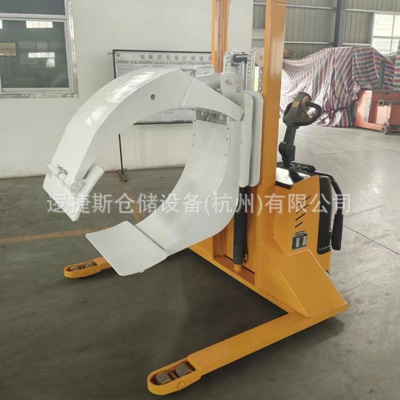 电动步行式抱夹车液压自动翻转夹抱车搬运叉车纸筒圆形夹抱堆高车