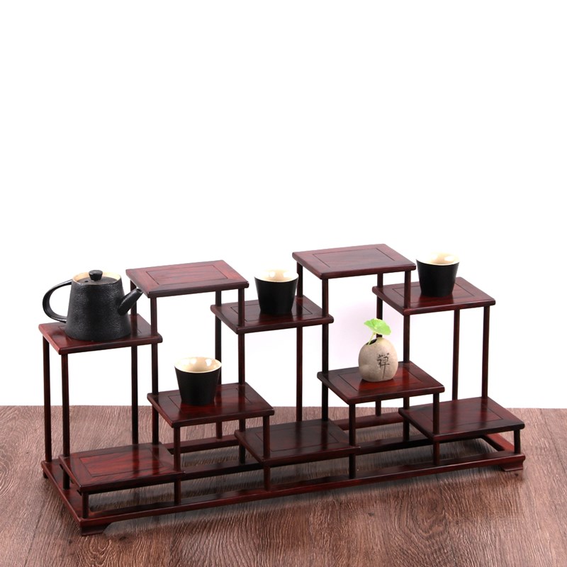 红酸枝小博古架中式多宝阁紫砂壶茶具架盆景摆件榫卯结构实木架子