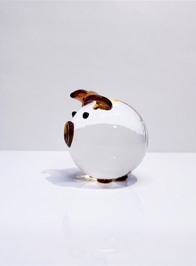 水晶小猪琉璃摆i件创意礼品汽车饰品玻璃十二生肖定制可爱动物属