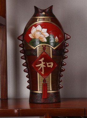 中式创意客厅家居玄关博古架饰品酒柜F陶瓷摆设陶艺摆件手工工艺