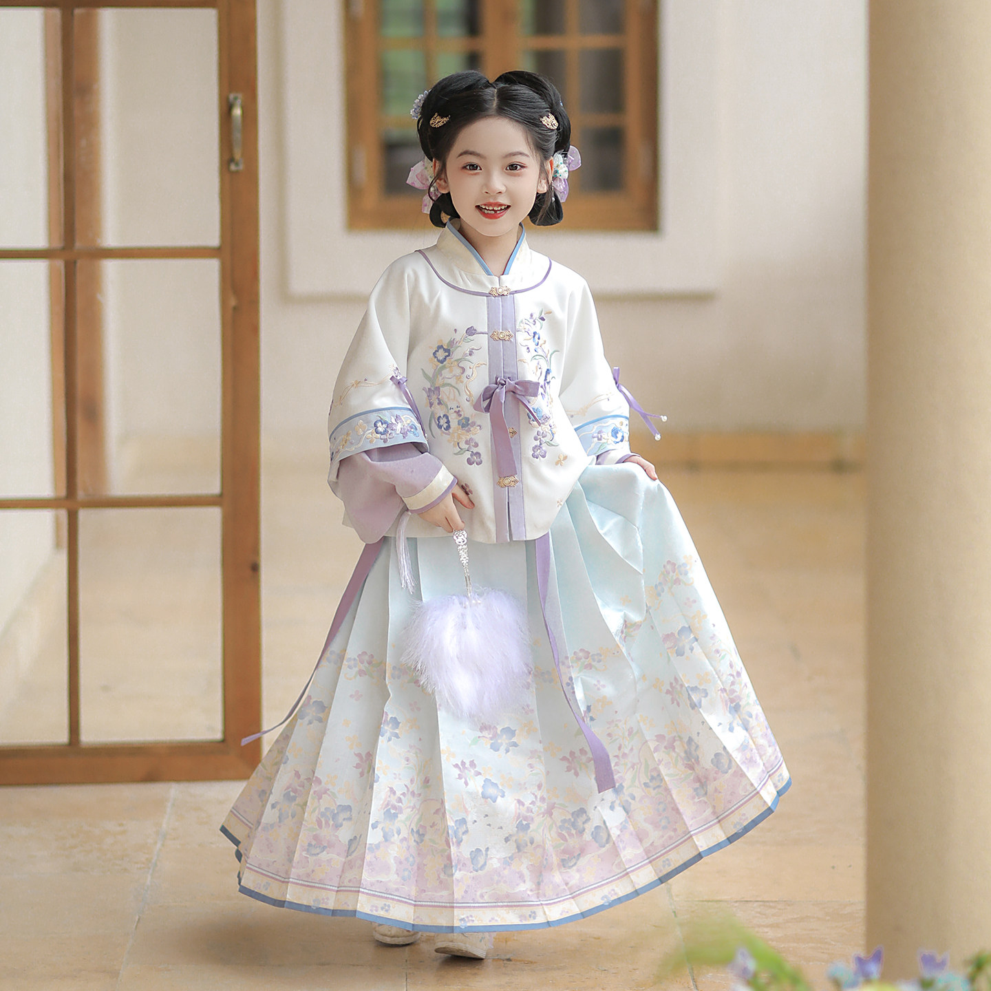 中秋女童明制汉服马面裙套装图片