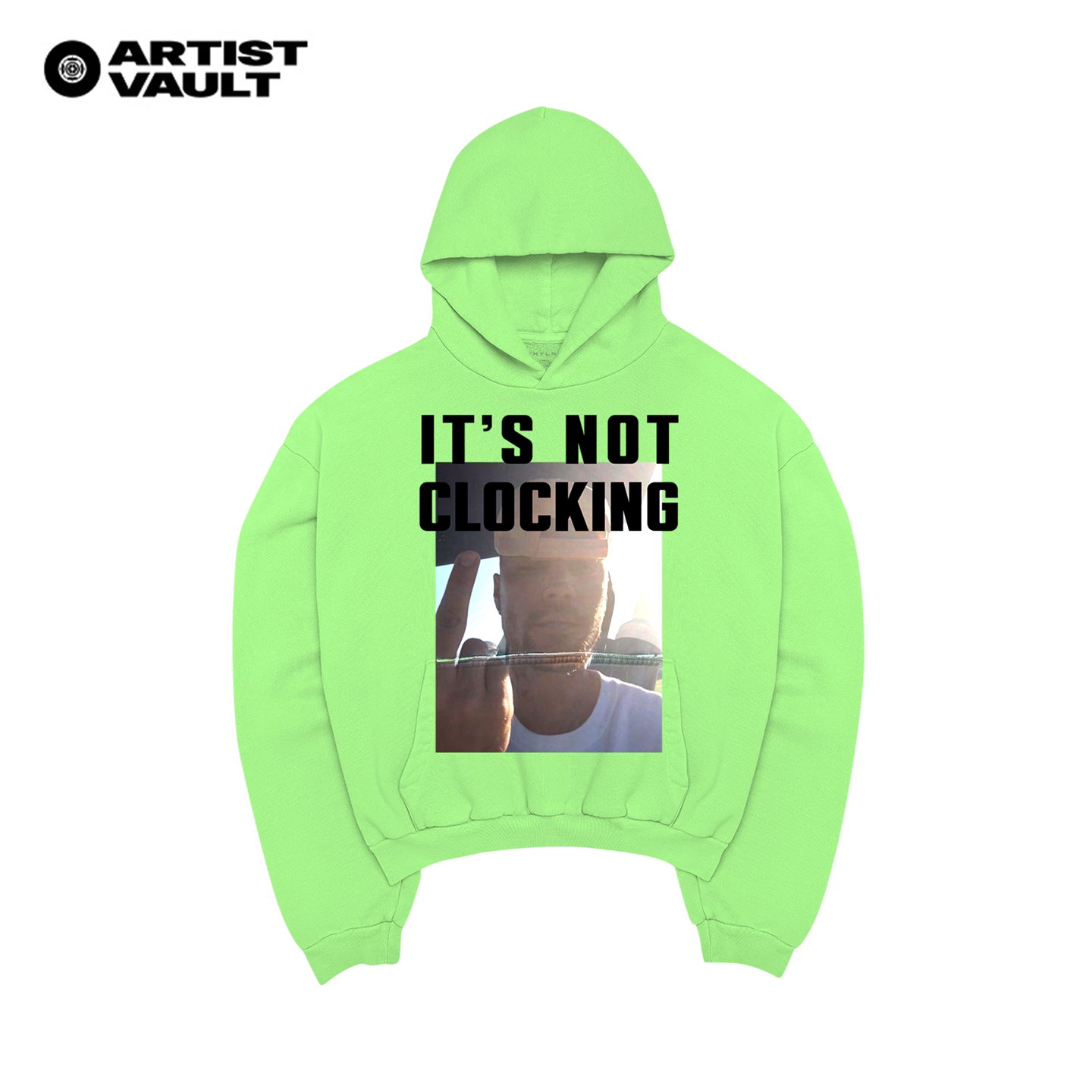 Skylrk Justin bieber官方周边 IT'S NOT CLOCKING连帽卫衣 LIME图片