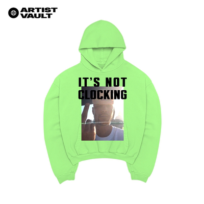 Skylrk Justin bieber官方周边 IT'S NOT CLOCKING连帽卫衣 LIME