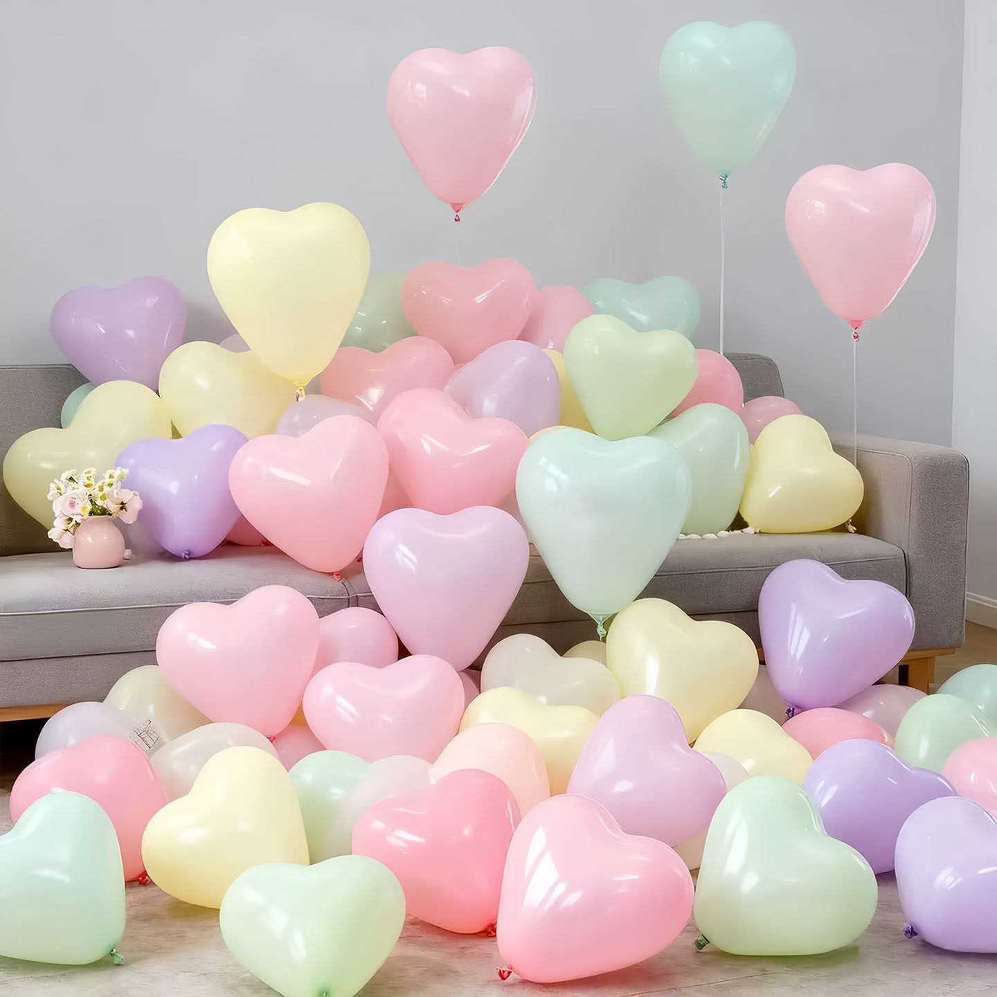 马卡龙色系彩色爱心气球乳胶飘空幼儿园活动儿童生日派对装饰布置,节庆用品/礼品,气球,淘宝优惠券,粉丝福利购,淘宝优惠卷
