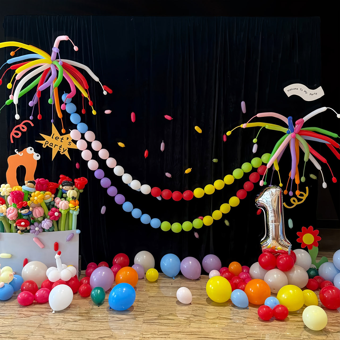 韩系ins多巴胺生日烟花长条气球串链儿童派对元旦新年场景布置,节庆用品/礼品,气球,淘宝优惠券,粉丝福利购,淘宝优惠卷
