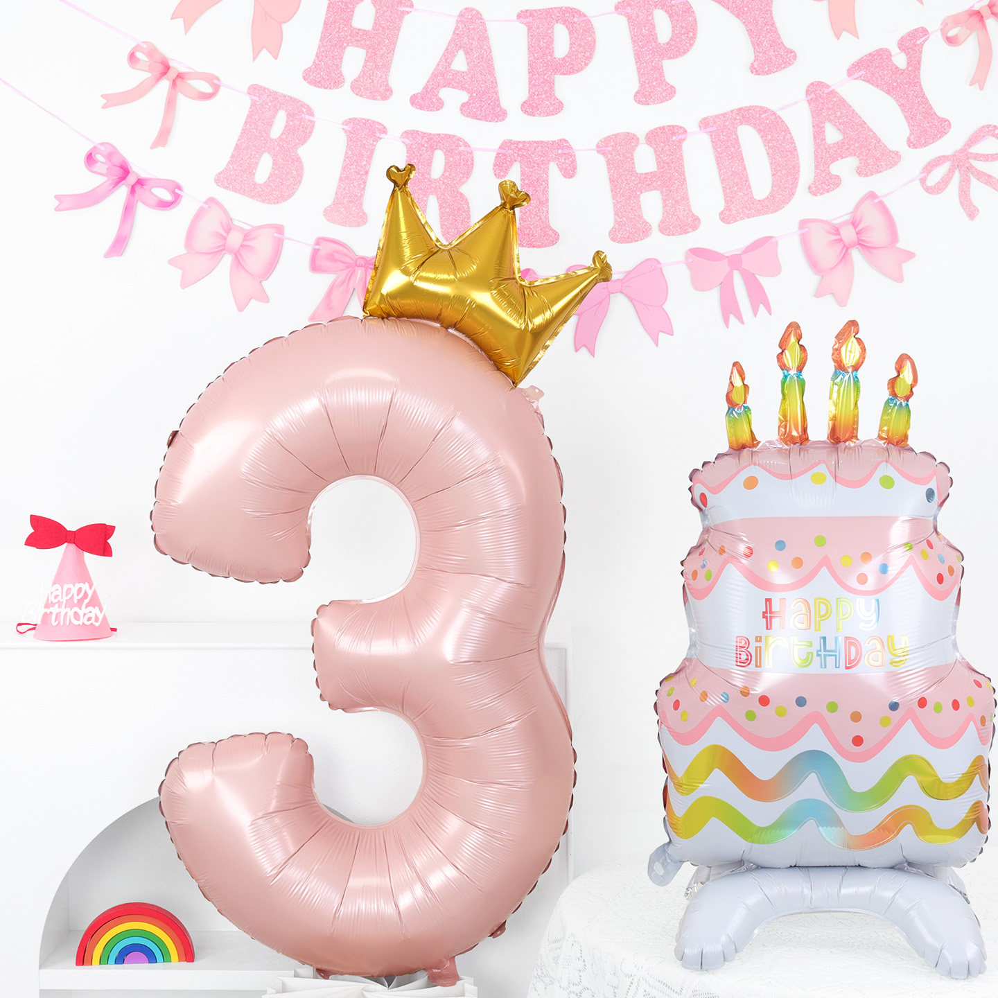 宝宝3周岁生日装饰40寸粉色皇冠数字气球派对仪式感布置拍照道具,节庆用品/礼品,气球,淘宝优惠券,粉丝福利购,淘宝优惠卷