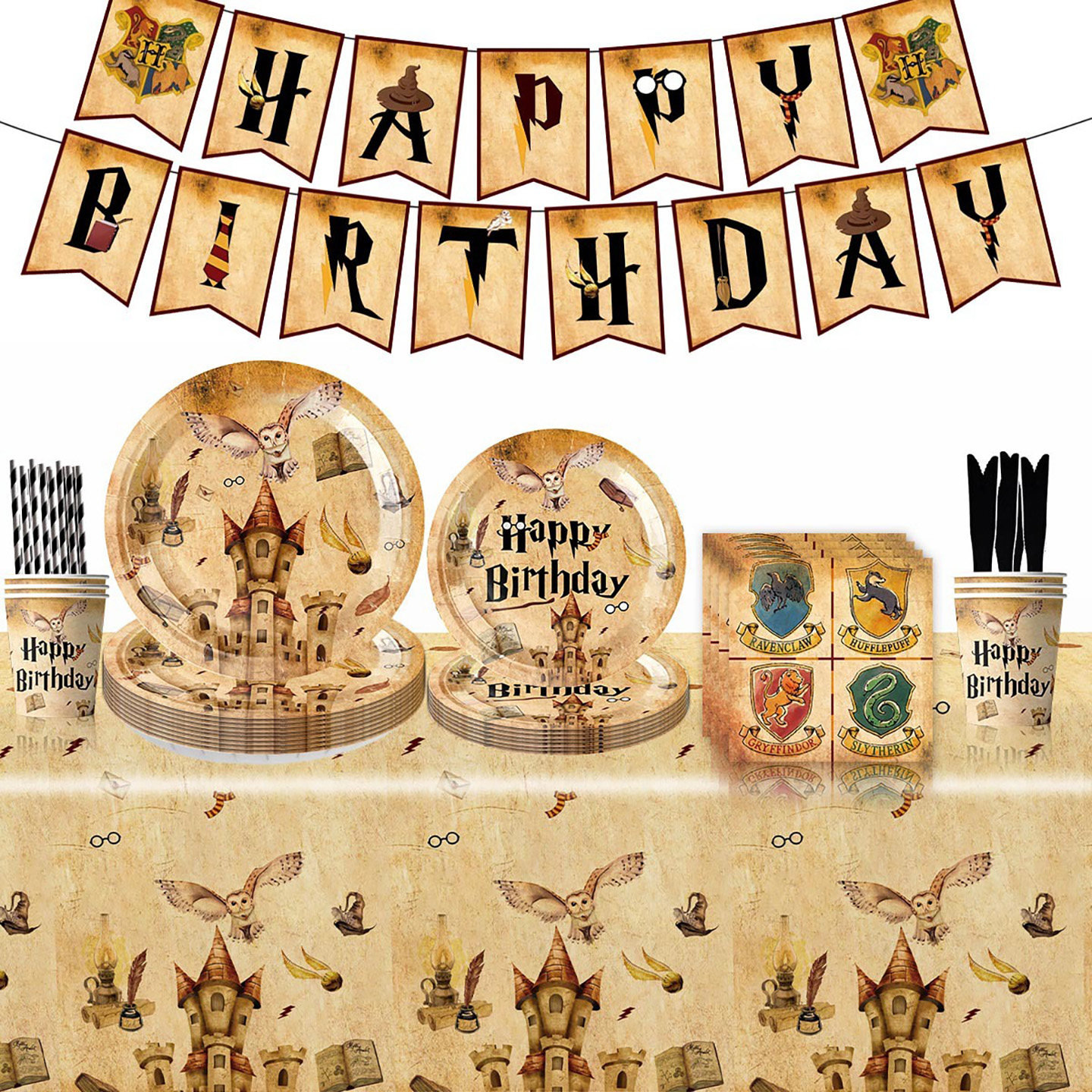 哈利波特魔法师主题一次性桌布餐具套装儿童生日派对家庭聚会布置,节庆用品/礼品,节日装扮用品,淘宝优惠券,粉丝福利购,淘宝优惠卷