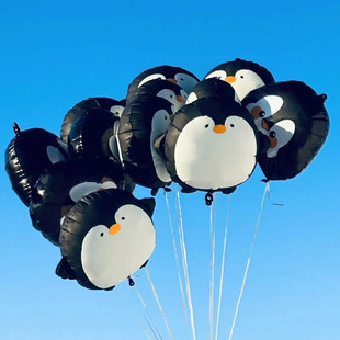 新款可爱企鹅小狗熊猫鲸鱼造型动物气球儿童生日派对装饰拍照道具