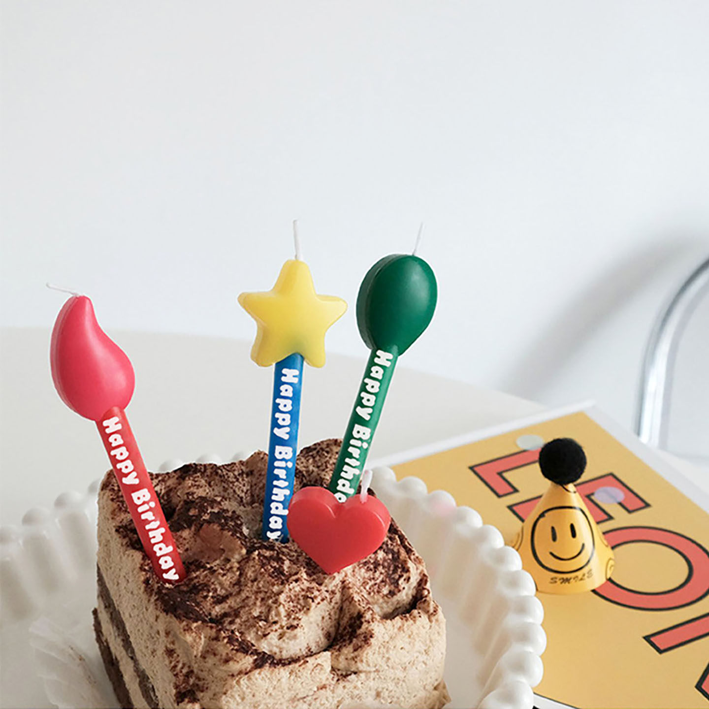 韩系ins三色蛋糕蜡烛创意气球星星火苗生日派对装饰氛围拍照道具