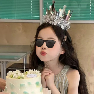 小红书ins金色银色流苏皇冠生日帽儿童成人派对活动蛋糕装饰帽子