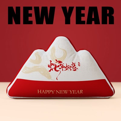 2025新年红色靠枕套氛围感福字靠山靠垫中古风新中式沙发客厅抱枕