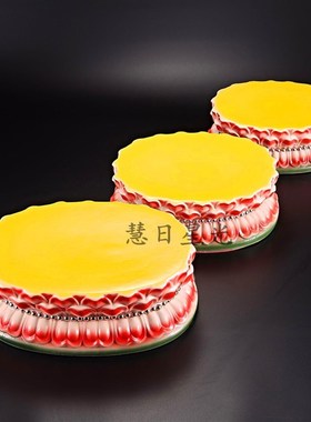 陶瓷彩色观音莲花底座荷花底座供奉垫底座家用椭圆底座