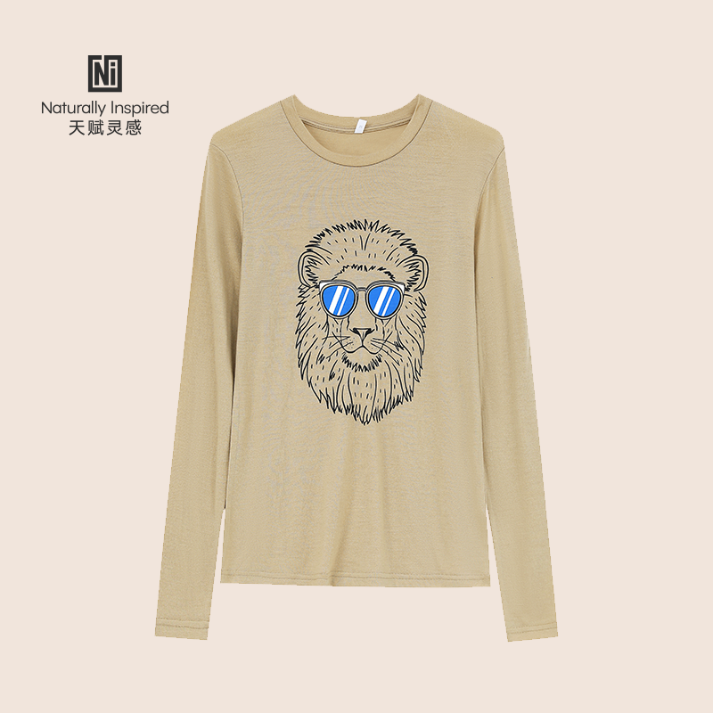 天赋灵感180gm80%美丽诺羊毛20%聚酯纤维女士墨镜狮子长袖T恤