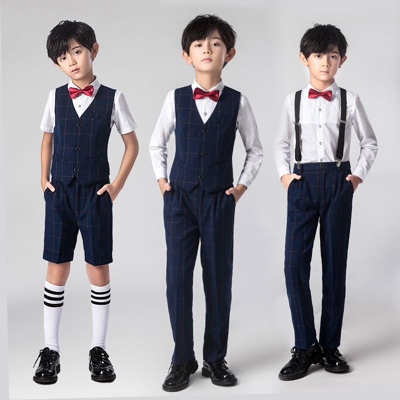 花童男童礼服套装儿童小西装秋季男孩主持人婚礼西服钢琴演出服装