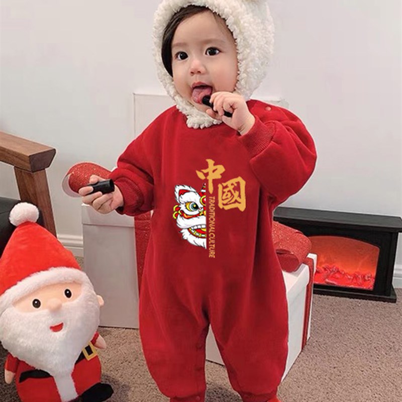 中国风亲子装一家三口秋冬款洋气婴儿母女长袖全家装加绒卫衣外套