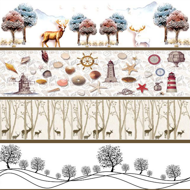 衣柜移门腰线推拉门腰花自粘腰带利用废板自带背胶发财树小鹿百叶