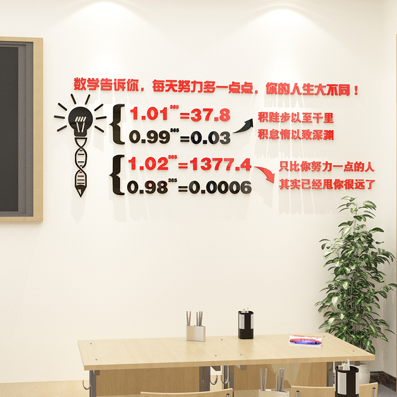 1.01的365次方数学公式墙贴纸励志墙面教室布置装饰班级文化建设
