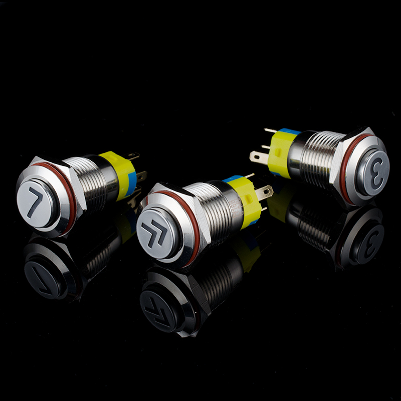 16MM金属按钮开关自复带灯特殊符号数字子母图案LED小型按键定制