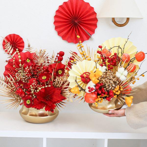 2025新年春节新款金色银色花器花瓶花瓮创意鲜花年宵花插花福桶,家居饰品,福桶,淘宝优惠券,粉丝福利购,淘宝优惠卷