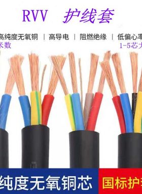国标纯铜rvv护套电线2芯3心2.5/4/6/10/平方户外防水软电源电缆线