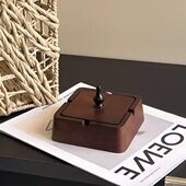 法式 高级感烟灰缸小众创意家用客厅办公室黑胡桃木烟缸防飞灰摆件