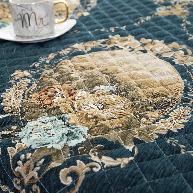 雪尼尔蓝色飘窗垫防滑窗台垫卧室喜庆阳台垫坐垫榻榻米靠枕套定做