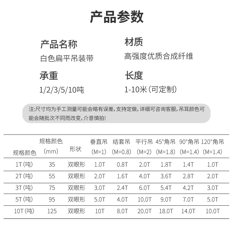 吊装带1起重吊带2T吊车3国标行车5吨6米扁平叉车家用吊索具拖车绳
