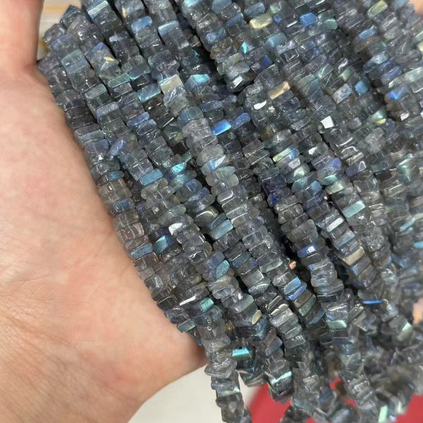天然闪光石隔片Labradorite灰月光拉长方块不定形散珠半成品配饰