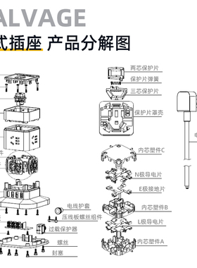 多功能USBf立式插座塔式插座拓展插排带长线多插位排插座办公桌面