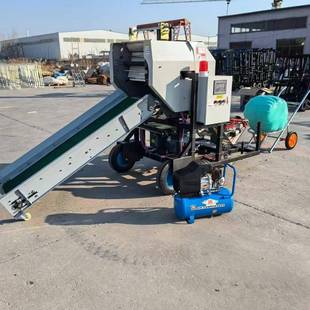 青储打包机秸秆粉碎打捆包膜一体机全自动青贮草料牧草圆捆机