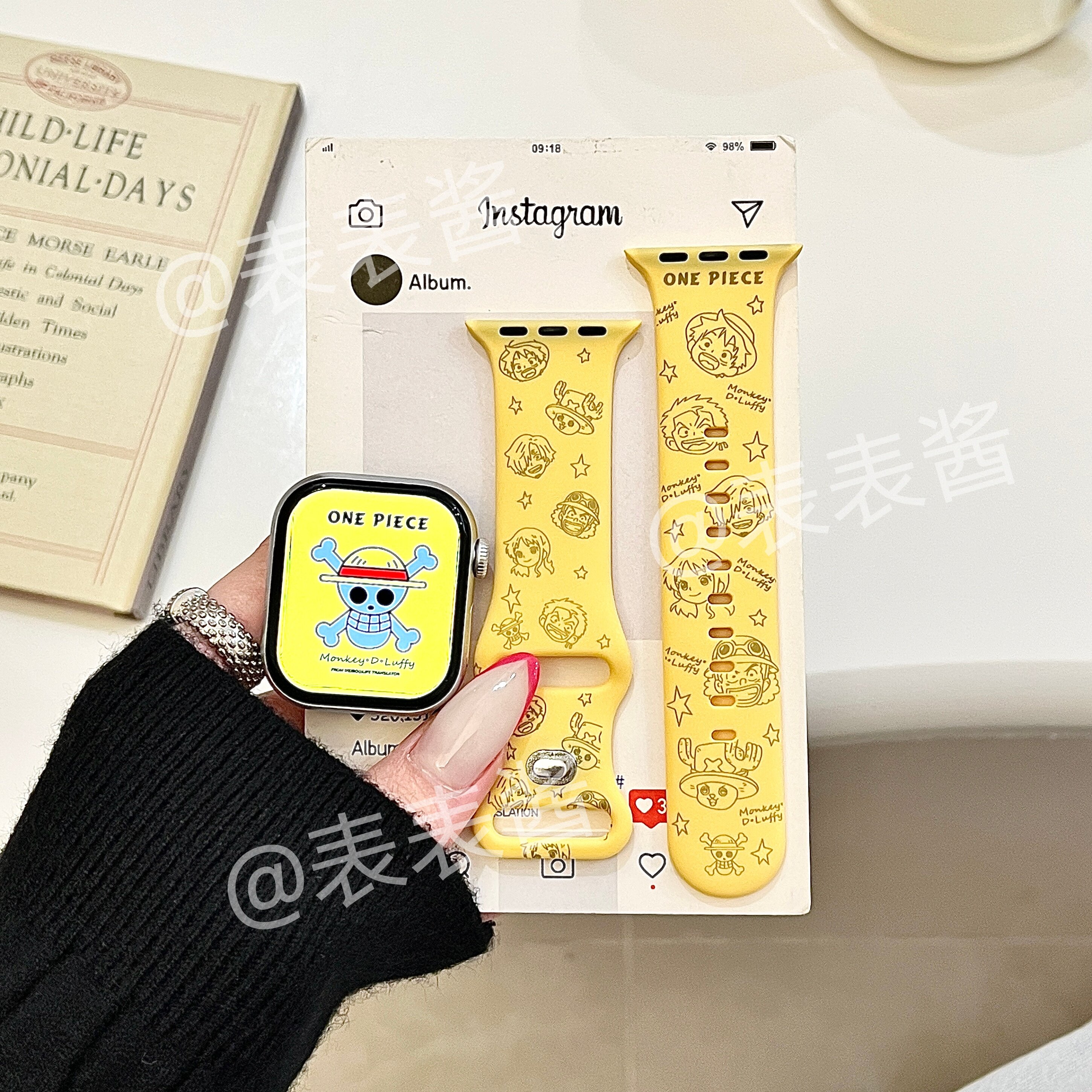 撞色海贼王适用iwatchs11/10苹果手表表带SE硅胶Applewatchs9/8/7