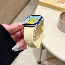 皮卡丘适用苹果手表表带iwatchS11/10/9硅胶Apple/2ultra奶黄色SE