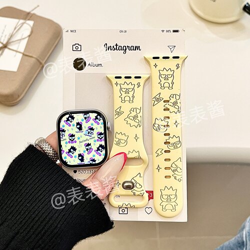 个性酷企鹅适用iwatchs11/10苹果手表表带SE硅胶ApplewatchS9/8/7