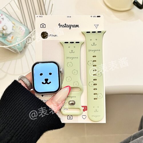 呆萌自嘲熊表情适用iwatchs11/10苹果手表表带SE硅胶Applewatchs9