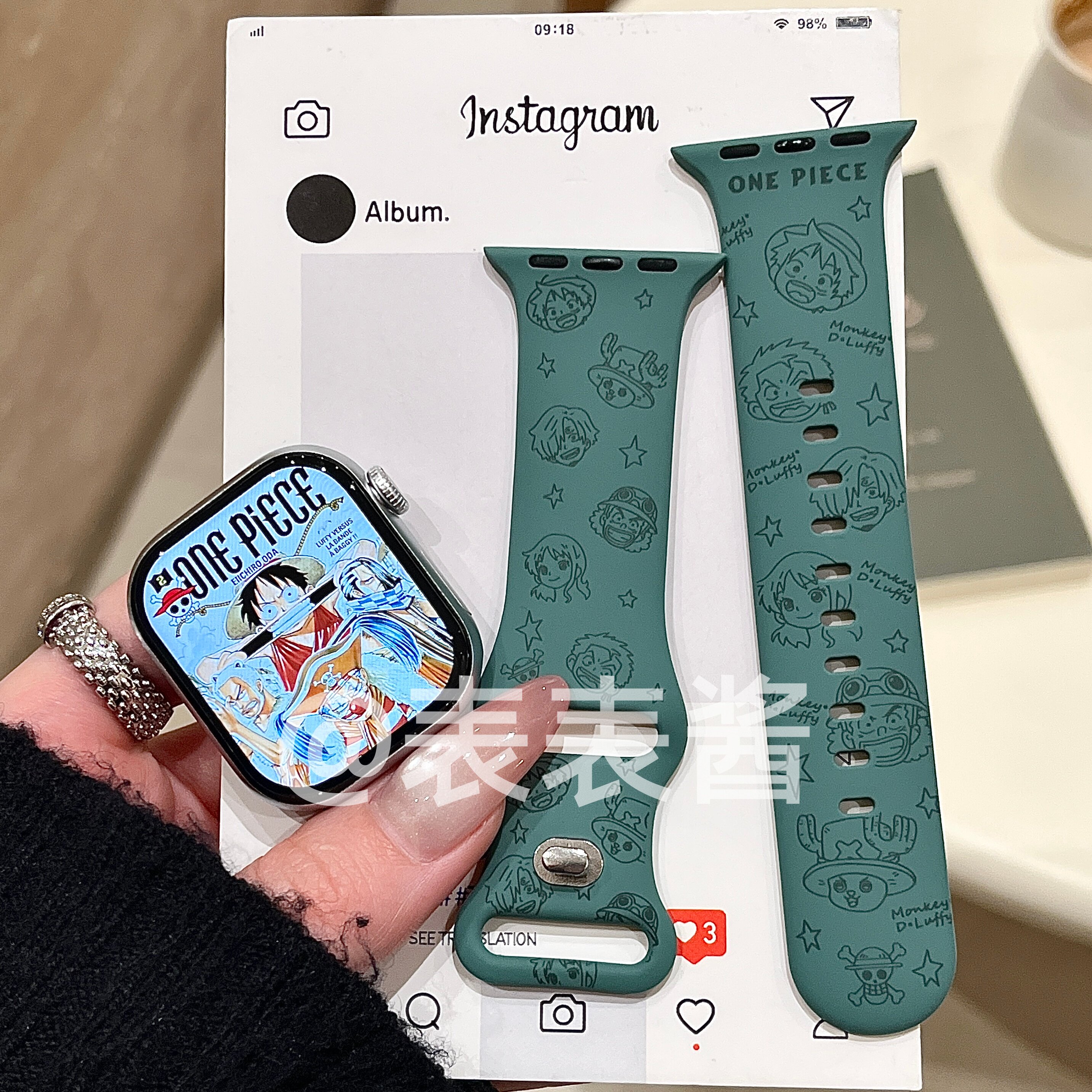 动漫海贼王适用苹果手表表带iwatchs11/s10/s9硅胶Apple/Ultra3/2