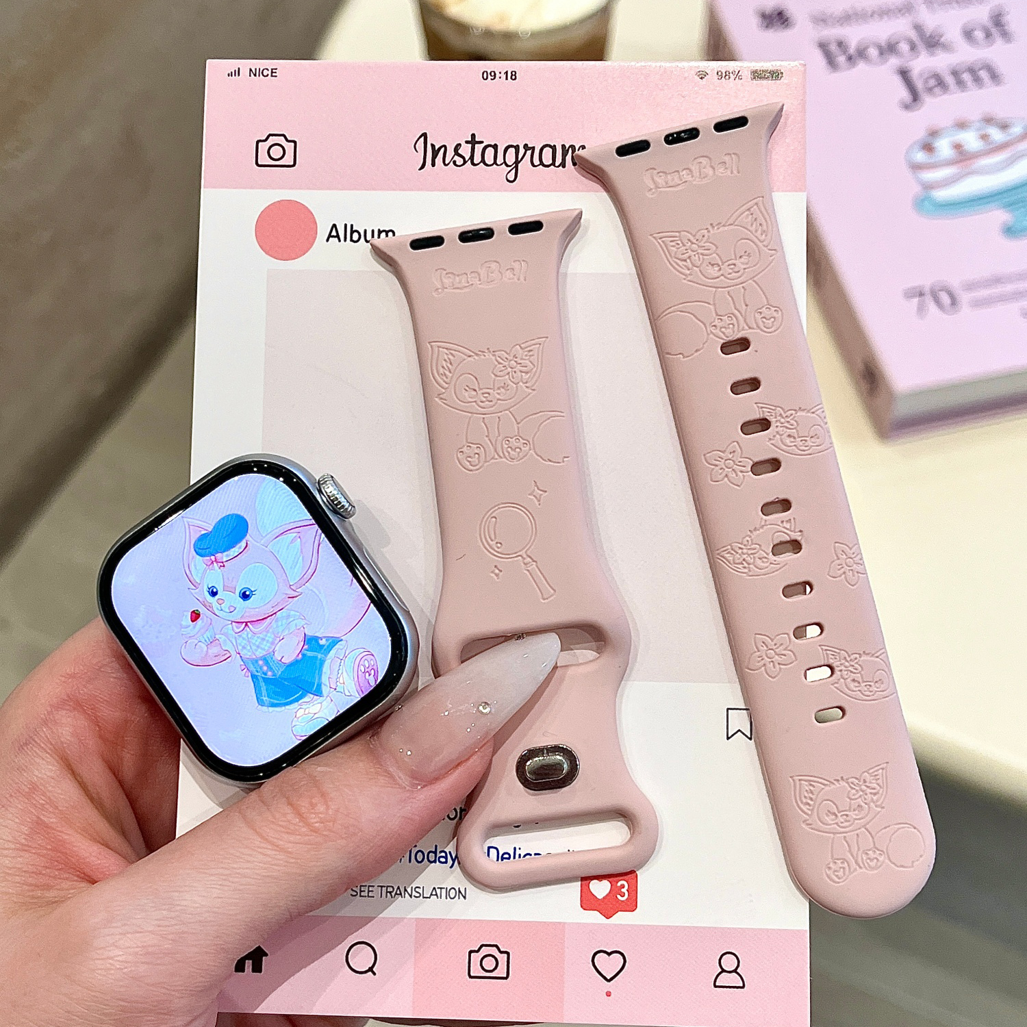 玲娜贝儿适用苹果手表表带iwatchS11/10/9硅胶Apple粉色2ultra/SE