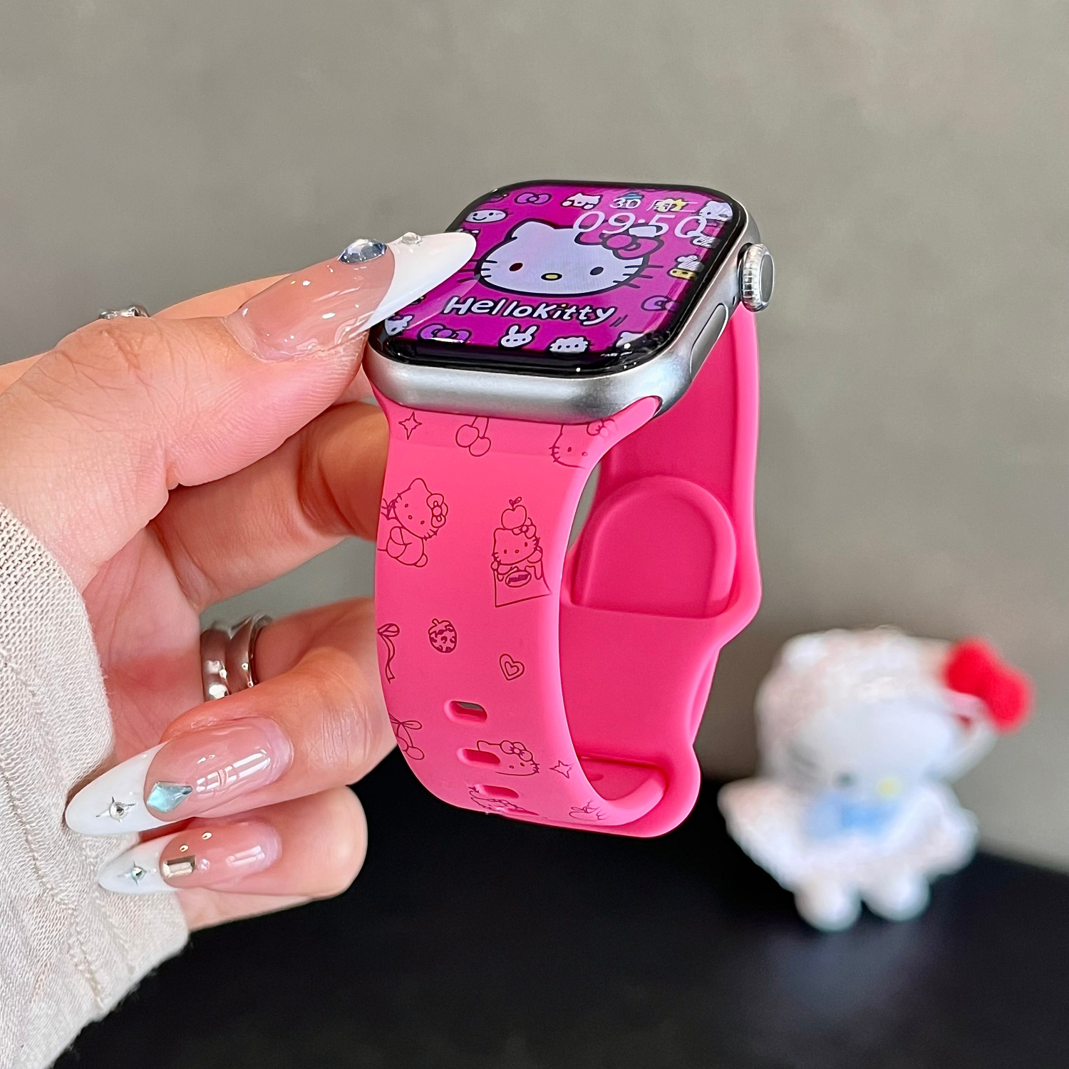 苹果Kitty适用苹果手表表带iwatchS11/10/9硅胶Apple红2ultra/SE